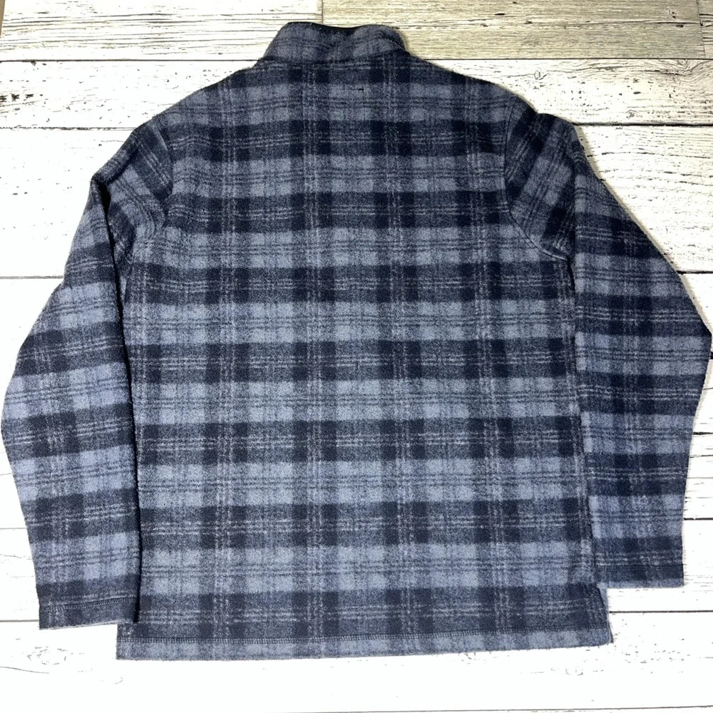 John Wayne Stock & Supply Plaid Fleece Pull‎ over 1/4 Zip Sz Medium Blue